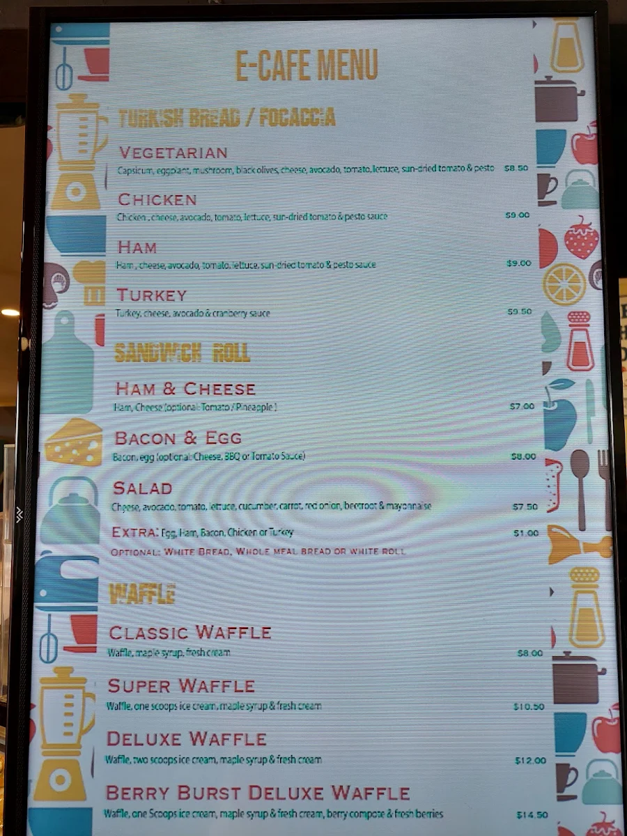 Menu, E Cafe