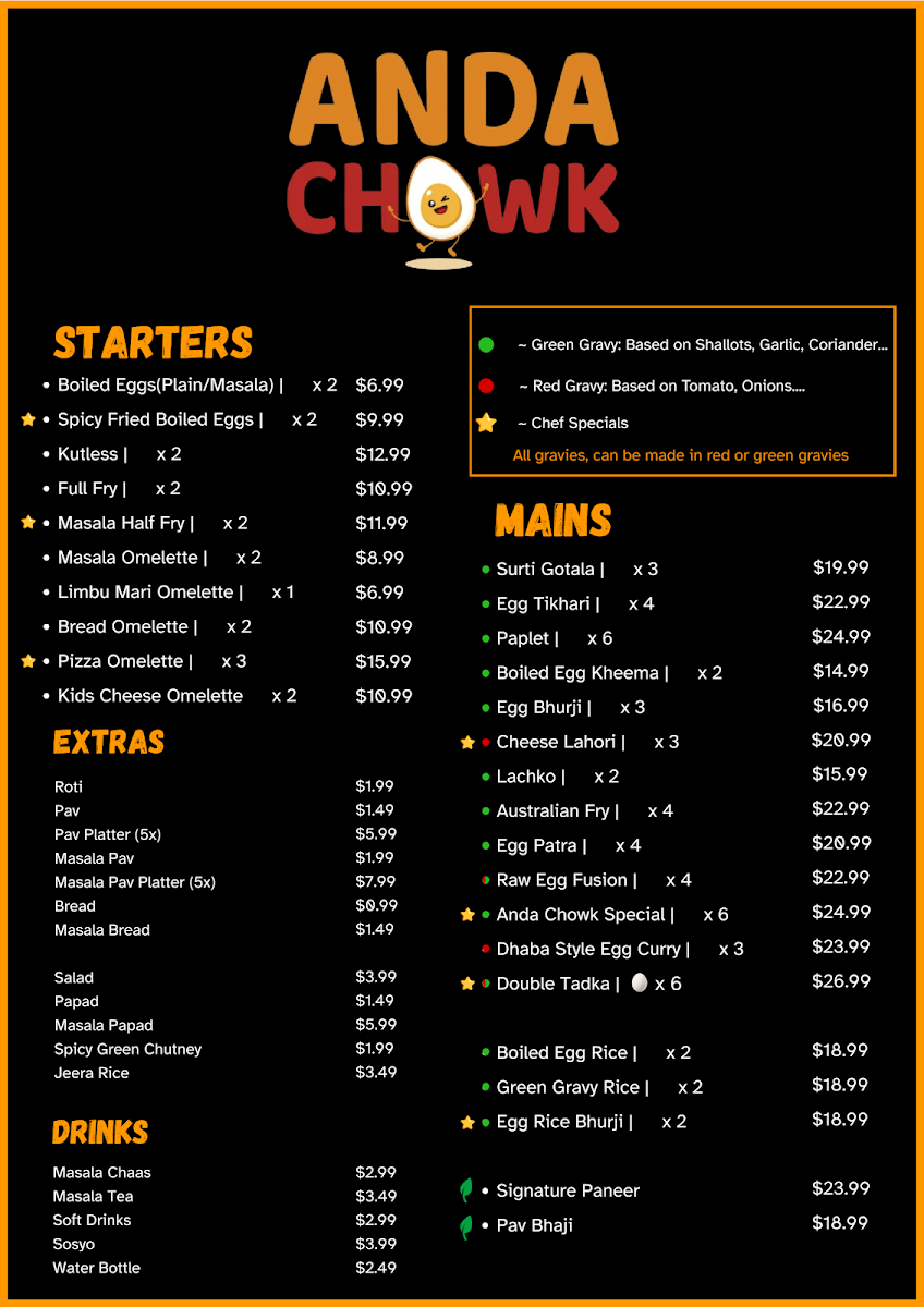 Menu, Anda Chowk