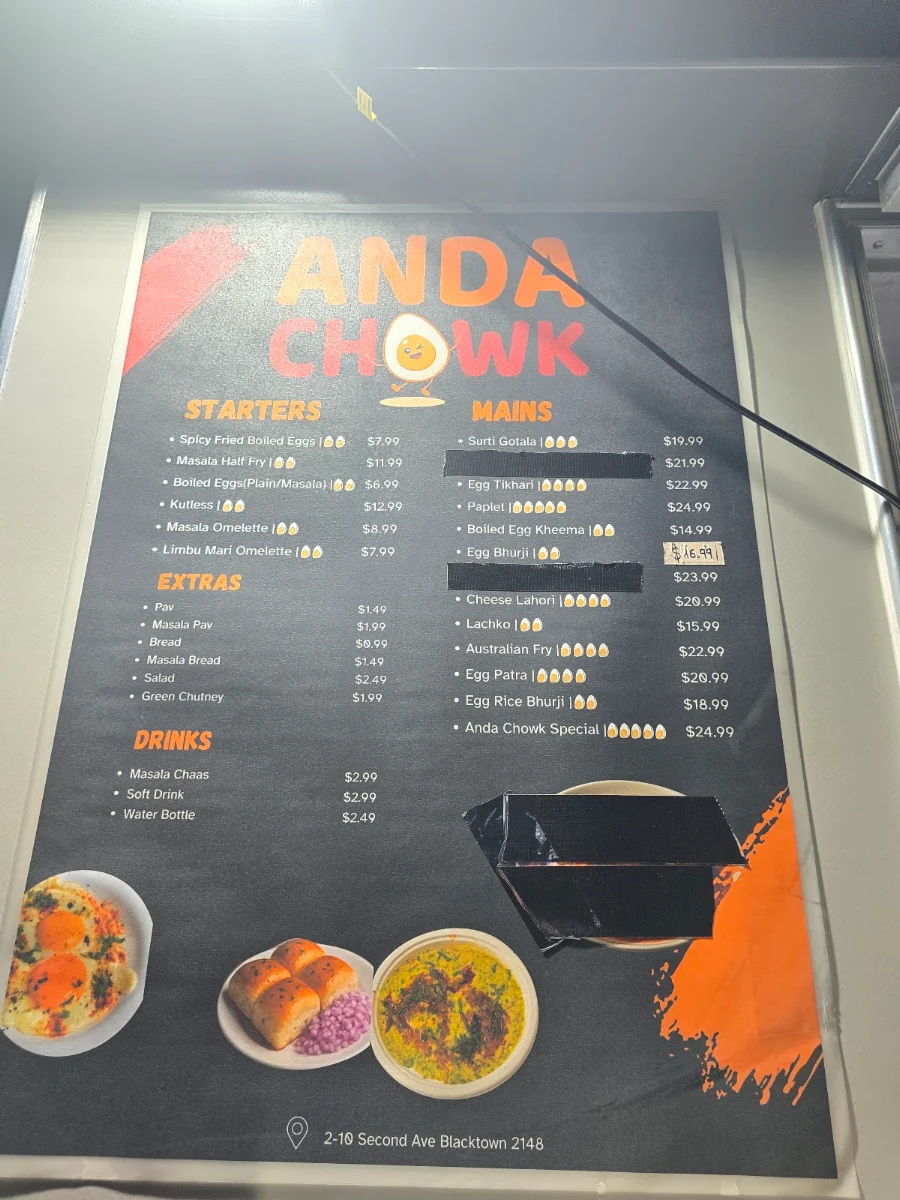 Menu, Anda Chowk