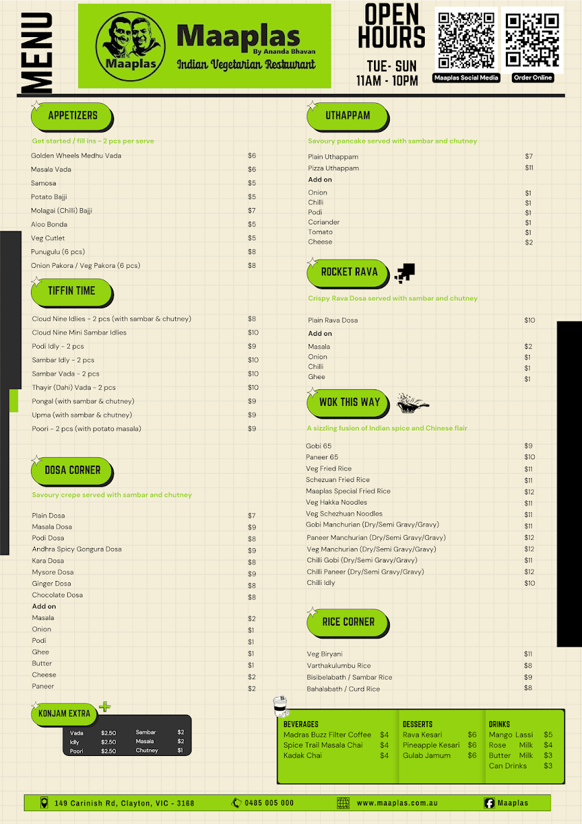 Menu, Maaplas