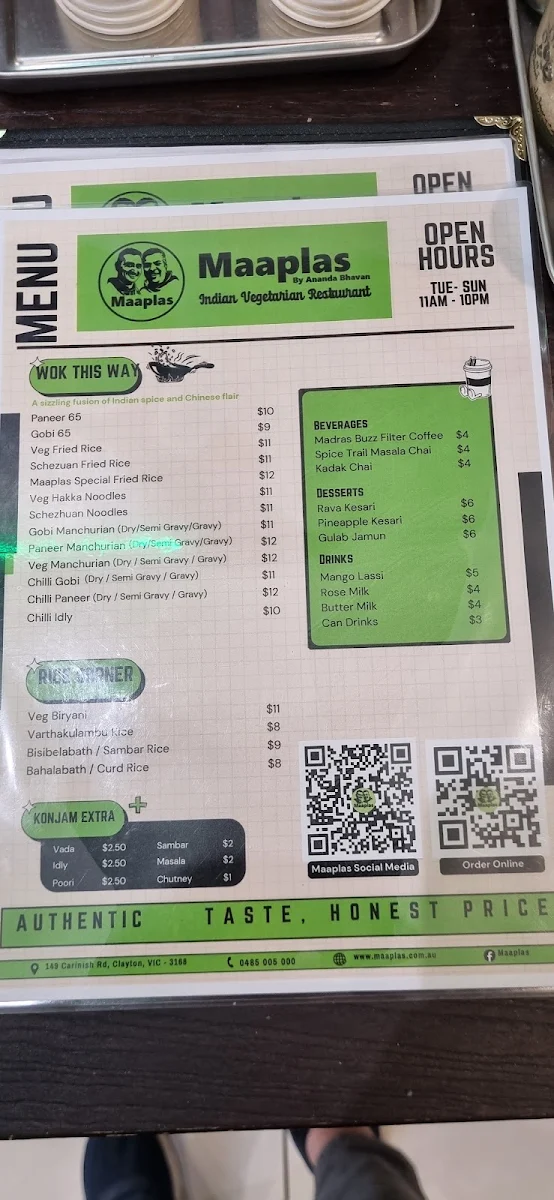 Menu, Maaplas