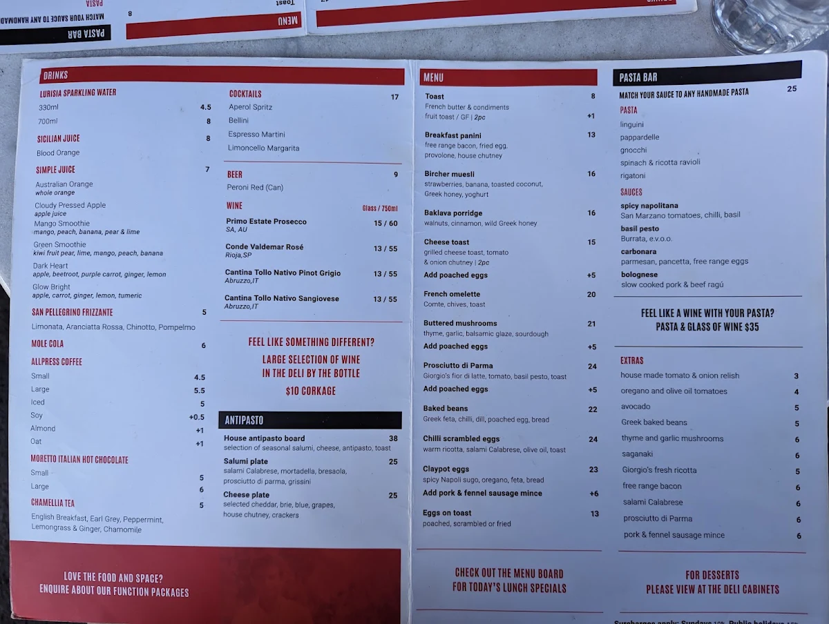Menu, Laikon Deli