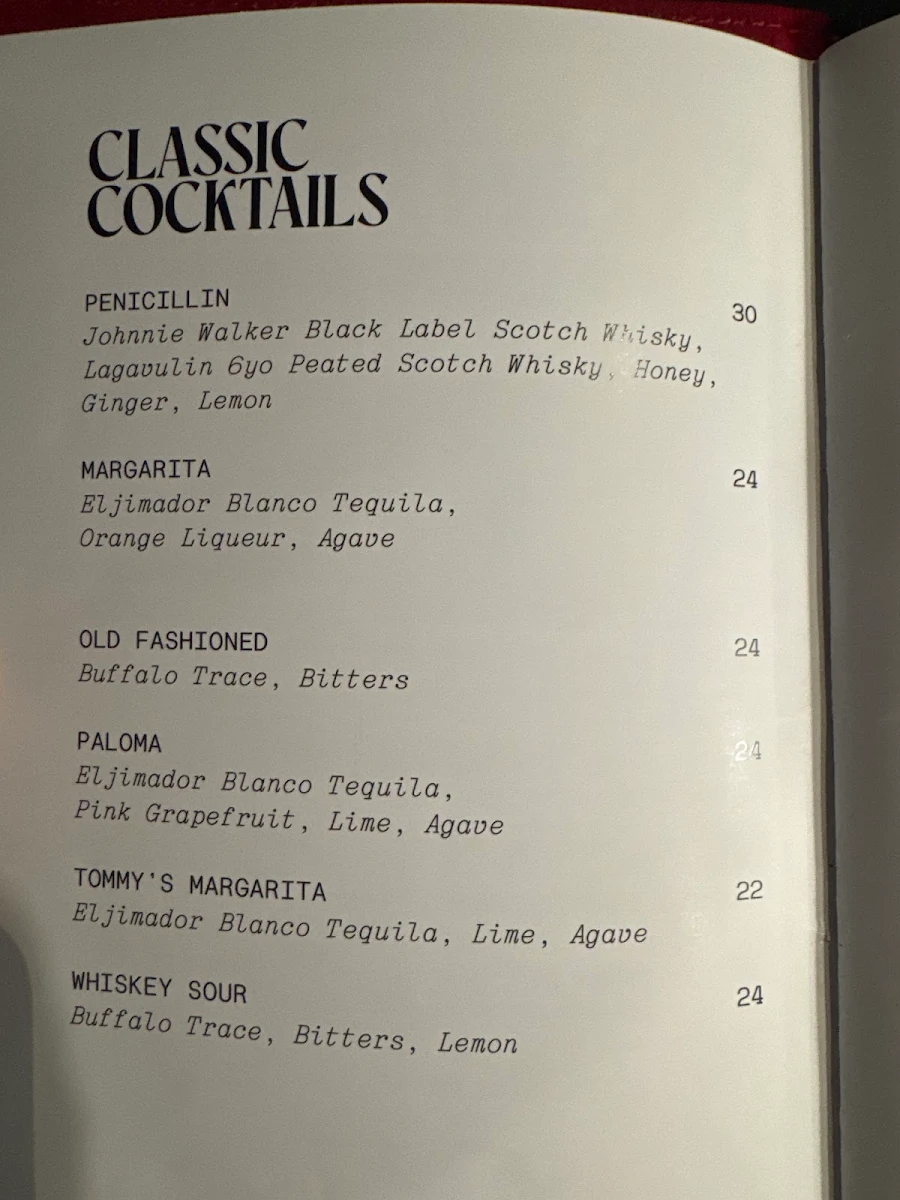 Menu, Bar Galer