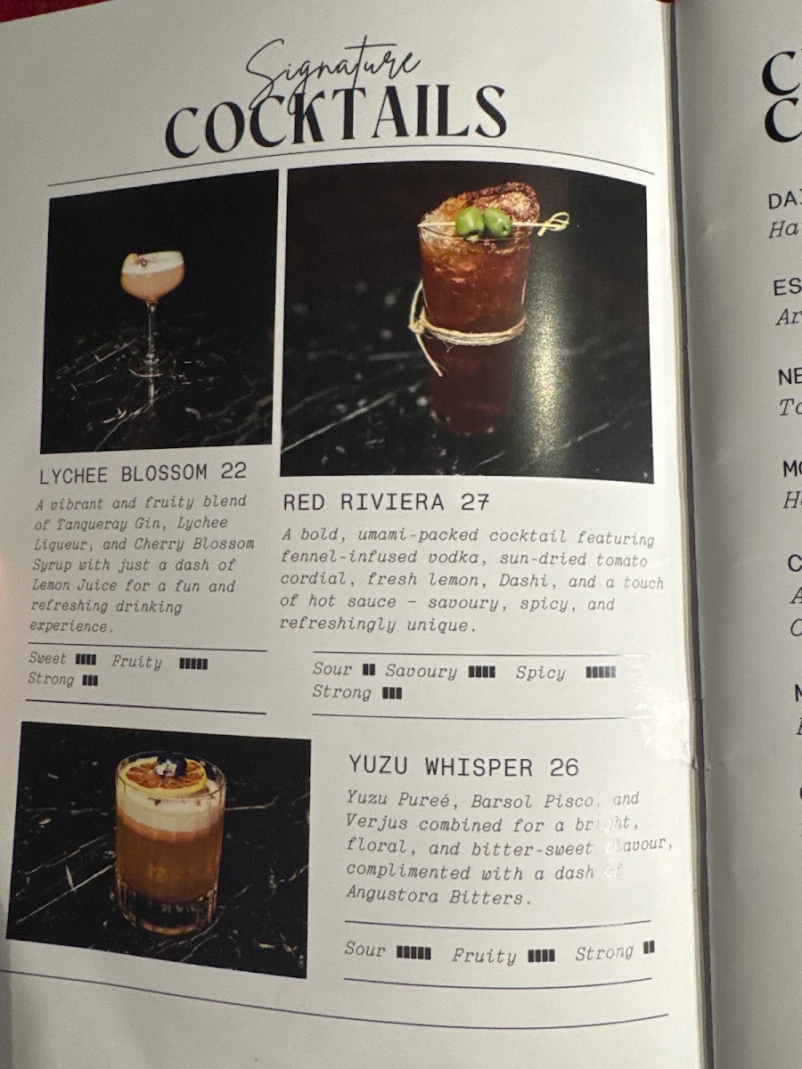 Menu, Bar Galer
