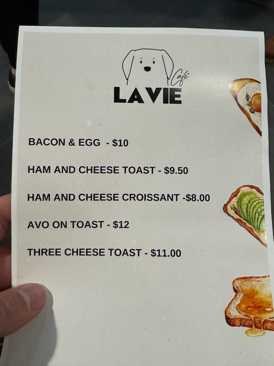 Menu, La Vie Cafe