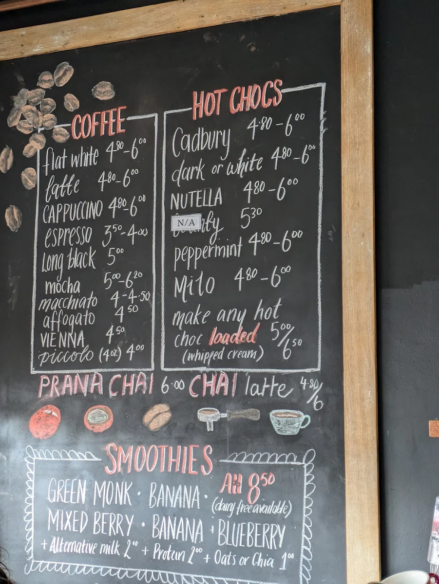 Menu, Seven Monks Cafe & Wares