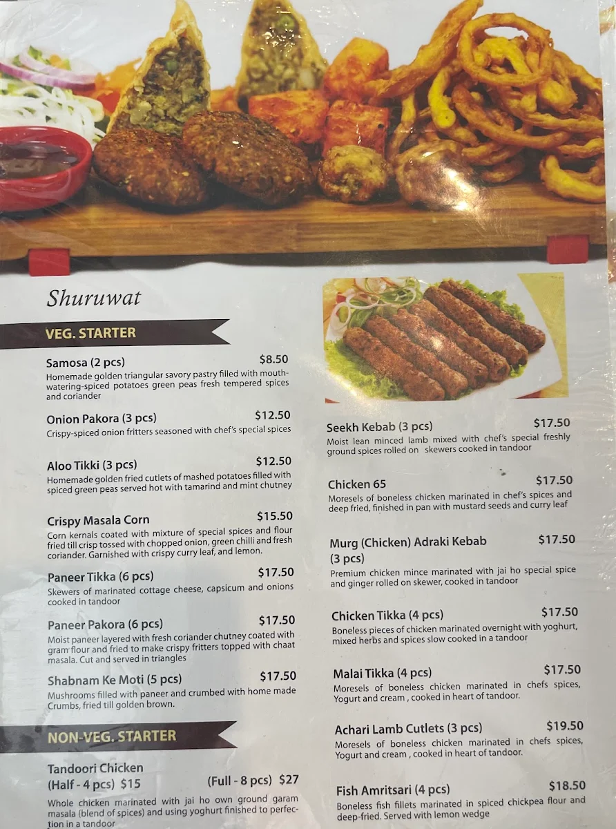 Menu, JAI HO INDIAN RESTAURANT HOPPERS CROSSING | FUNCTION HALL | CATERING | WEDDINGS