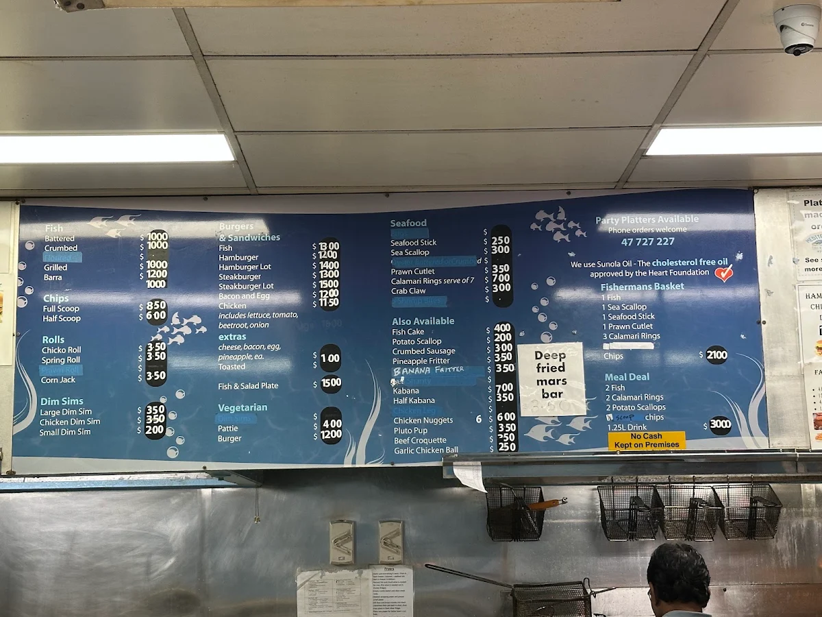 Menu, Mediterranean Fish & Burger Bar