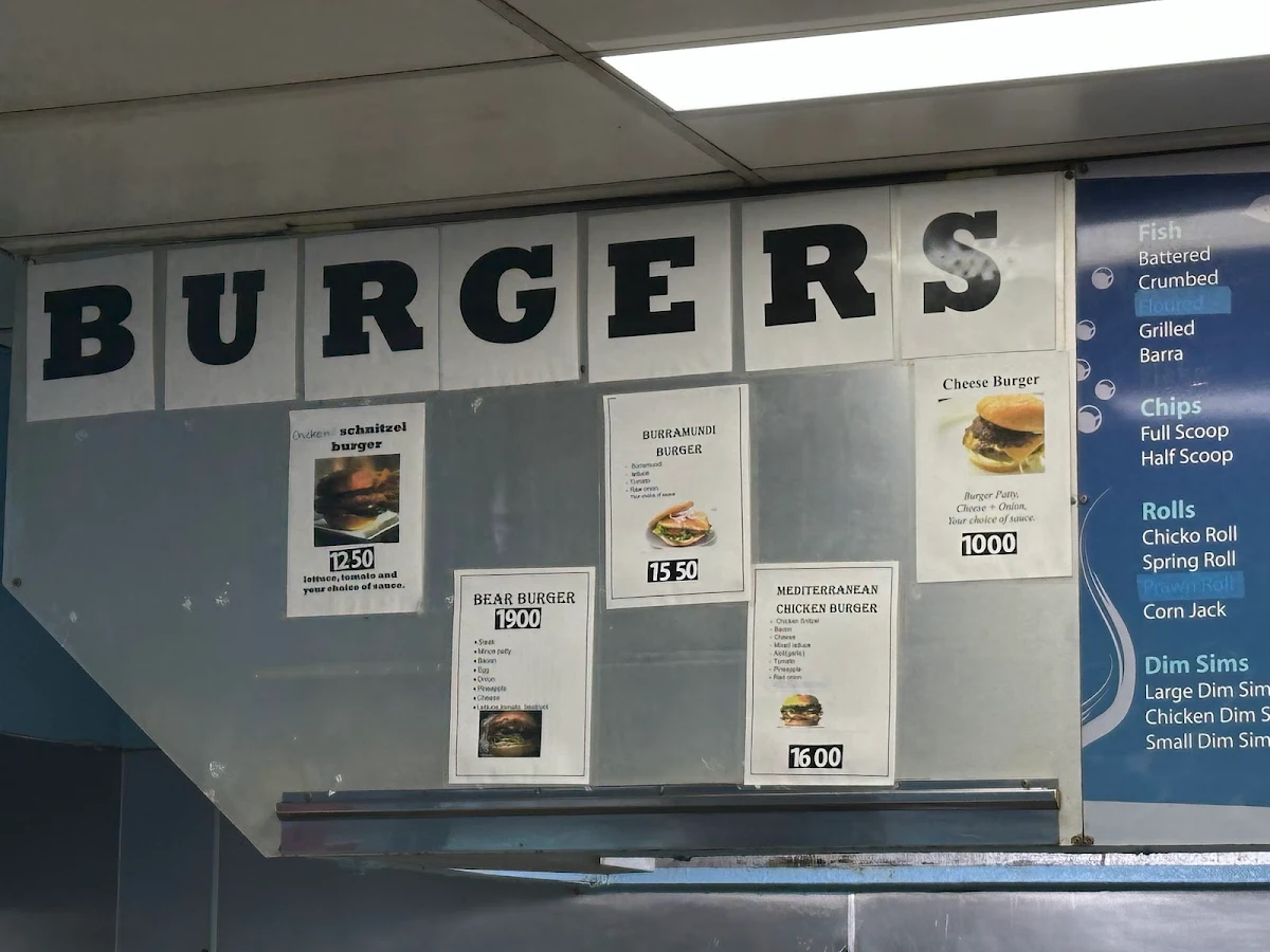 Menu, Mediterranean Fish & Burger Bar