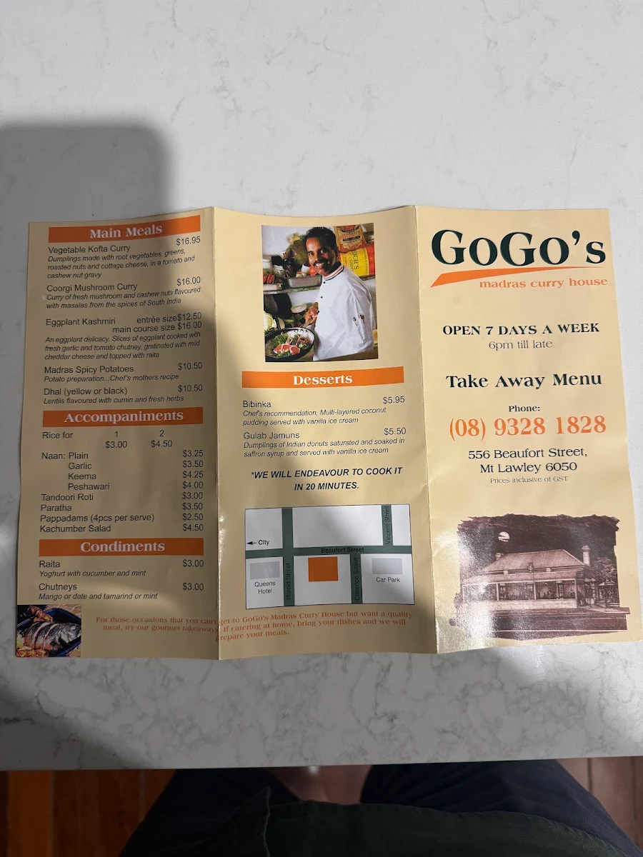 Menu, Gogo's