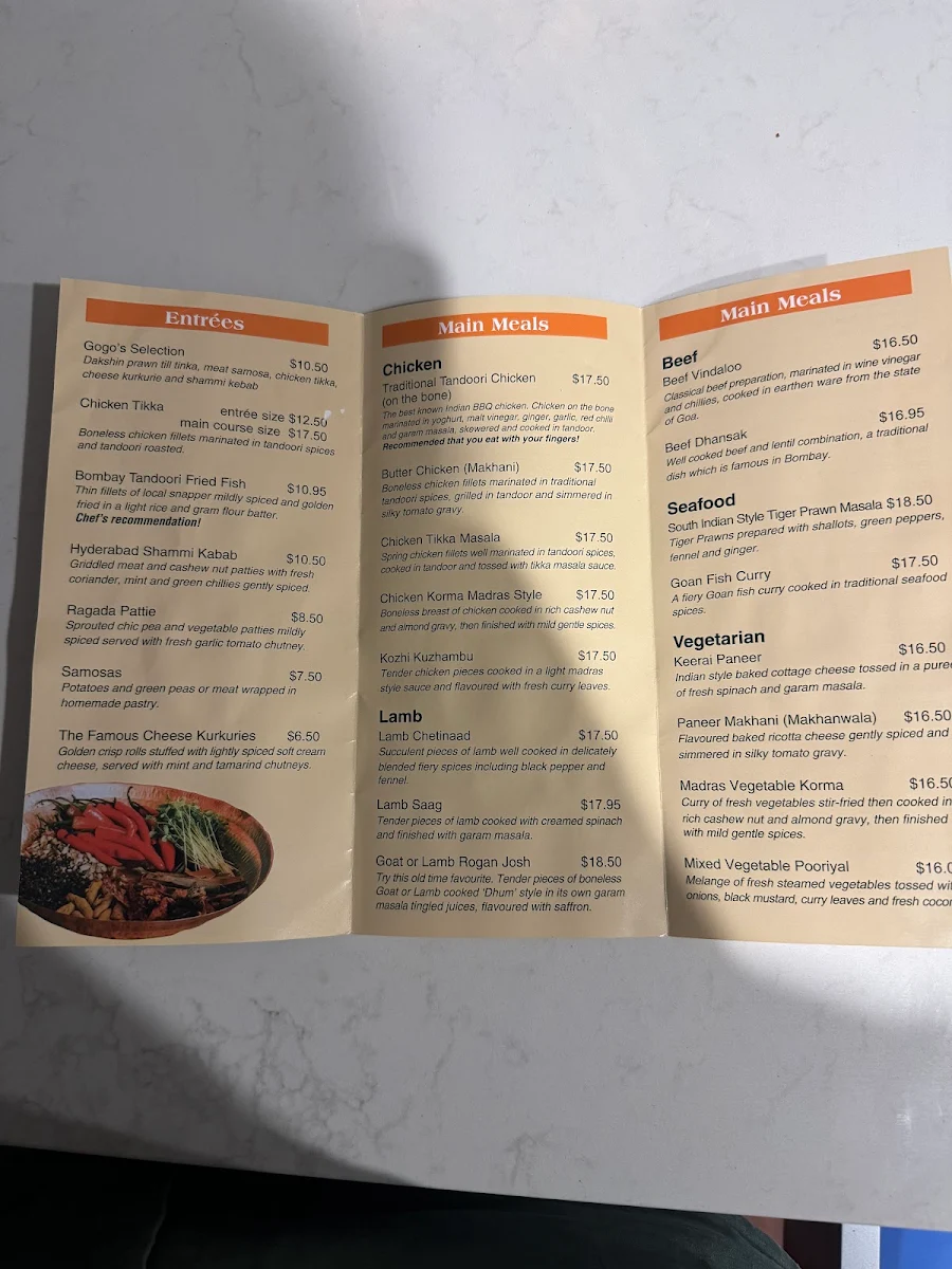 Menu, Gogo's