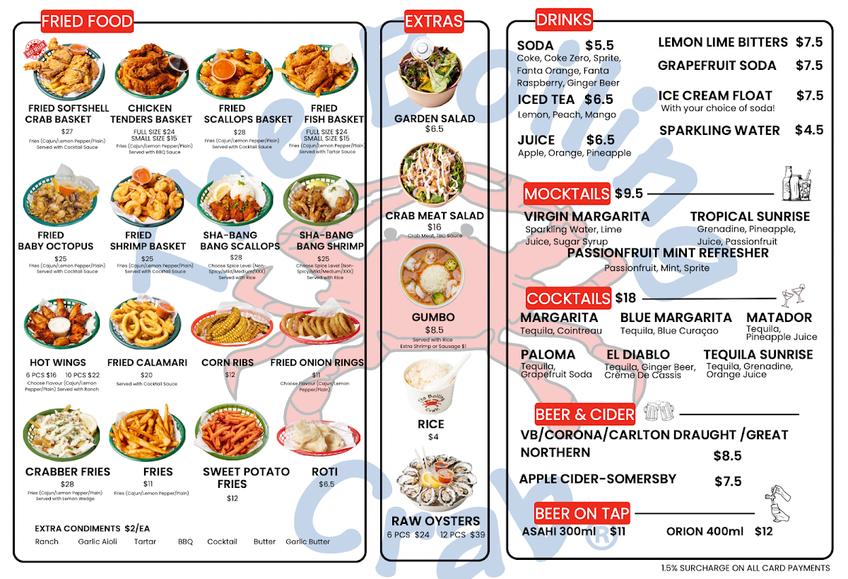 Menu, The Boiling Crab | Westfield Plenty Valley