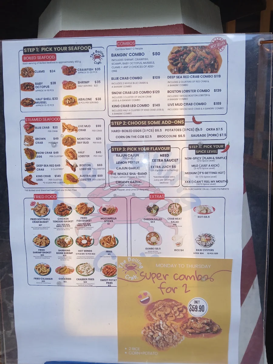 Menu, The Boiling Crab | Westfield Plenty Valley