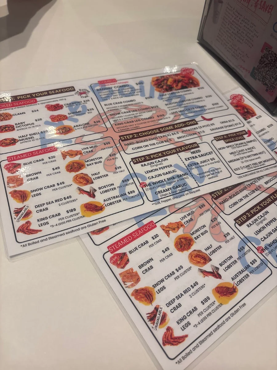Menu, The Boiling Crab | Westfield Plenty Valley