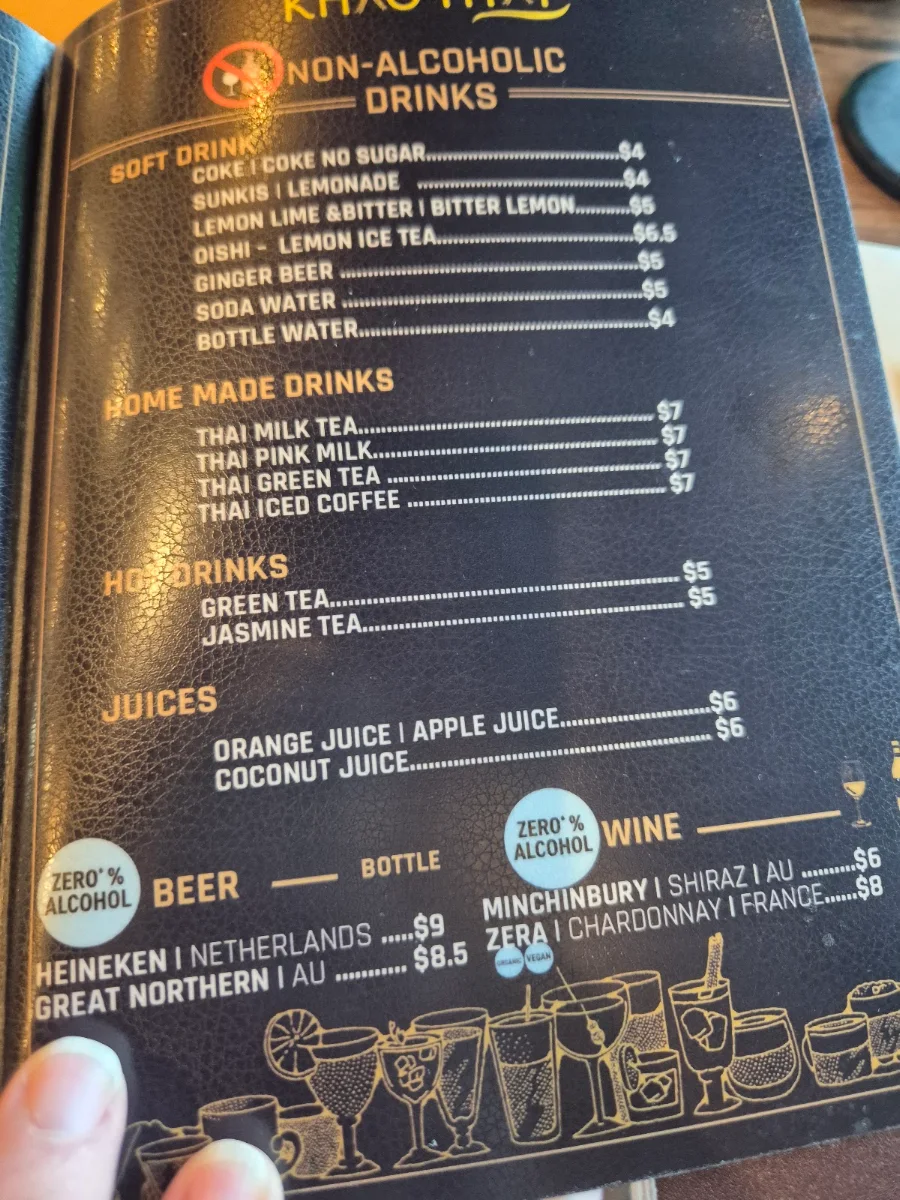 Menu, Khao Thai Forest Lake