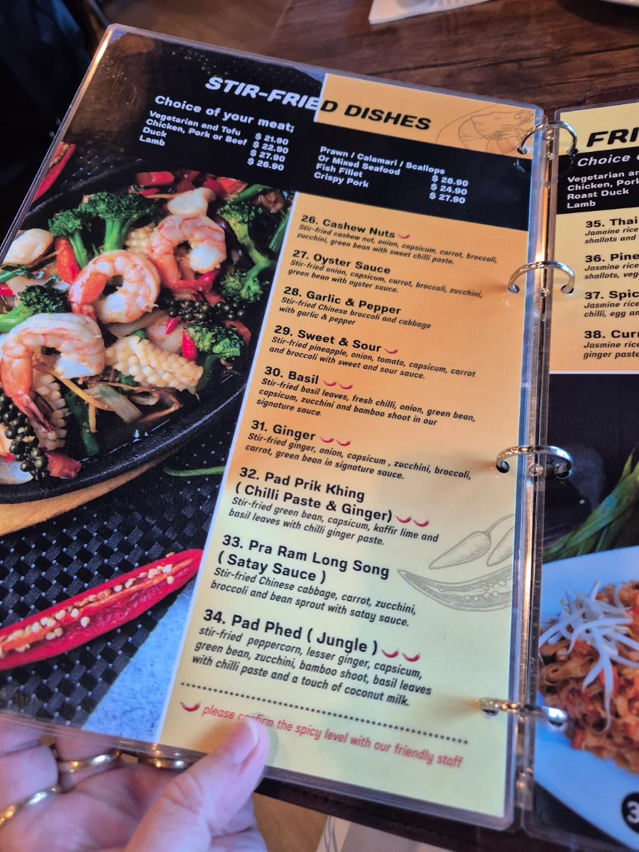 Menu, Khao Thai Forest Lake