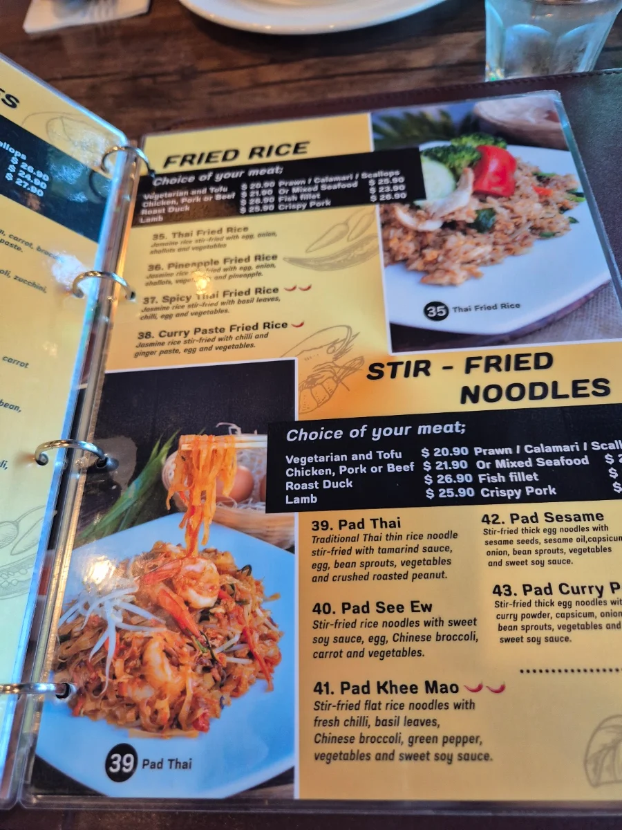 Menu, Khao Thai Forest Lake