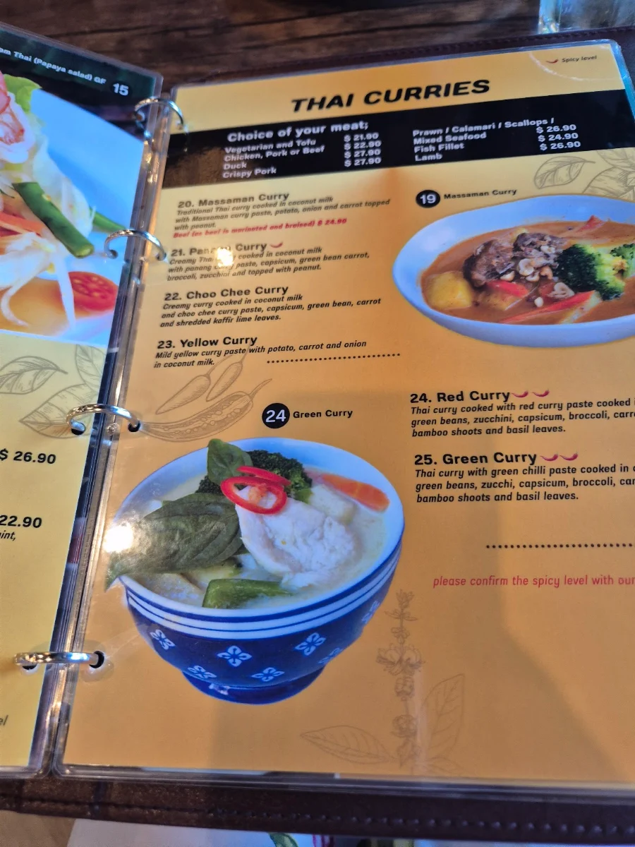 Menu, Khao Thai Forest Lake