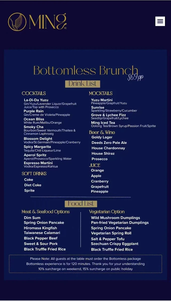 Menu, Ming Dining | Chinese Cantonese Restaurant