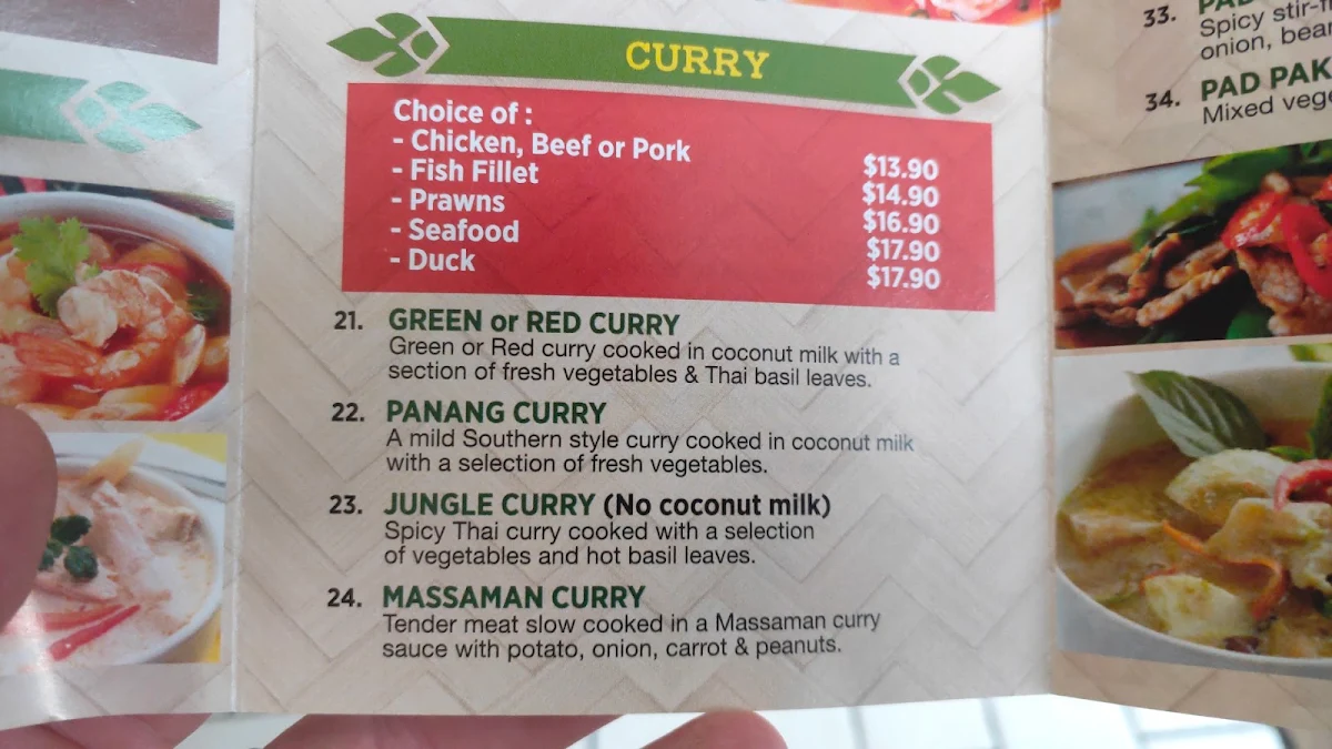 Menu, Edge Hill Thai & Laos Takeaway