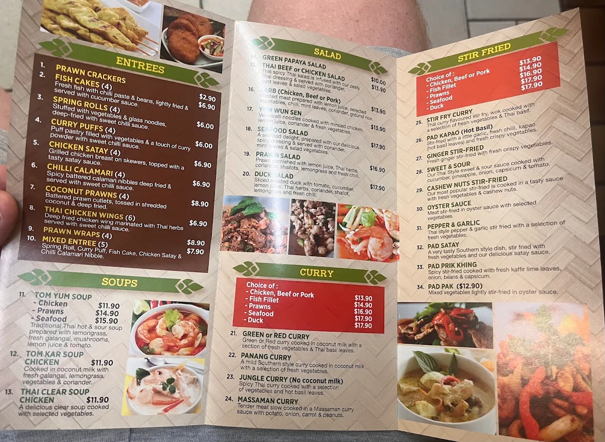 Menu, Edge Hill Thai & Laos Takeaway
