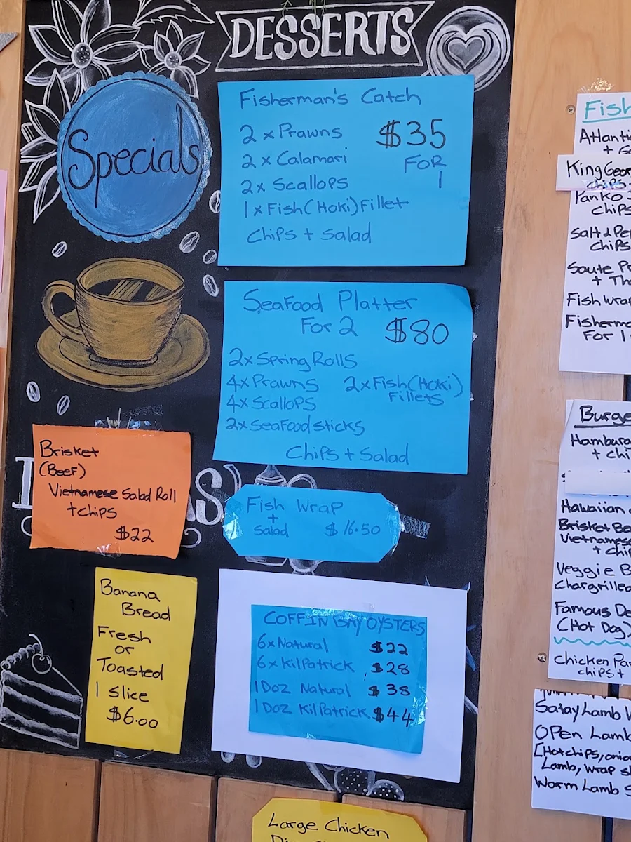 Menu, The Deck cafe on the wharf