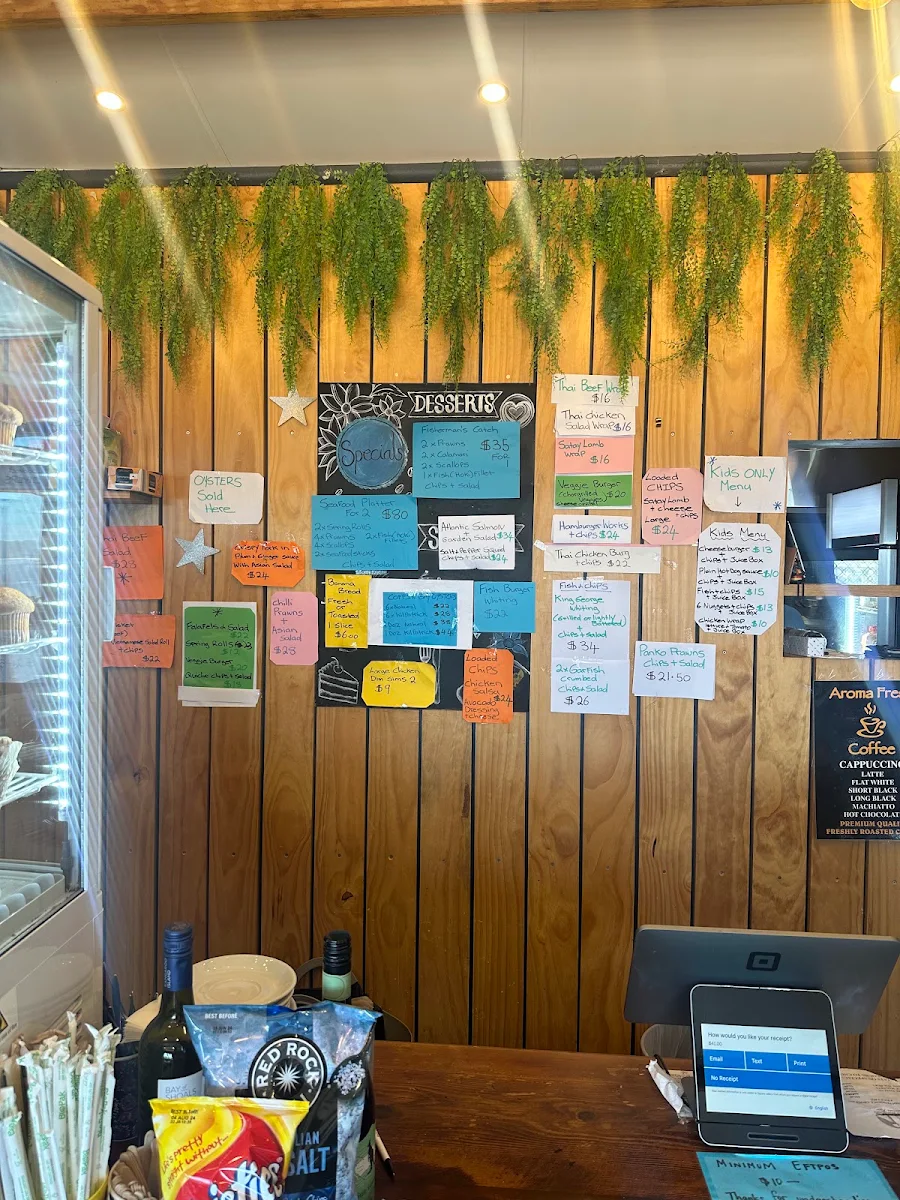 Menu, The Deck cafe on the wharf