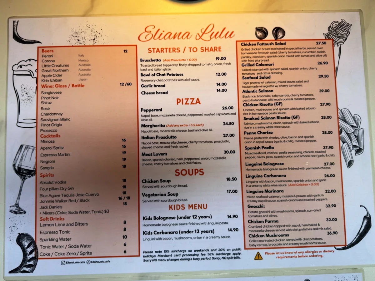 Menu, Eliana Lulu