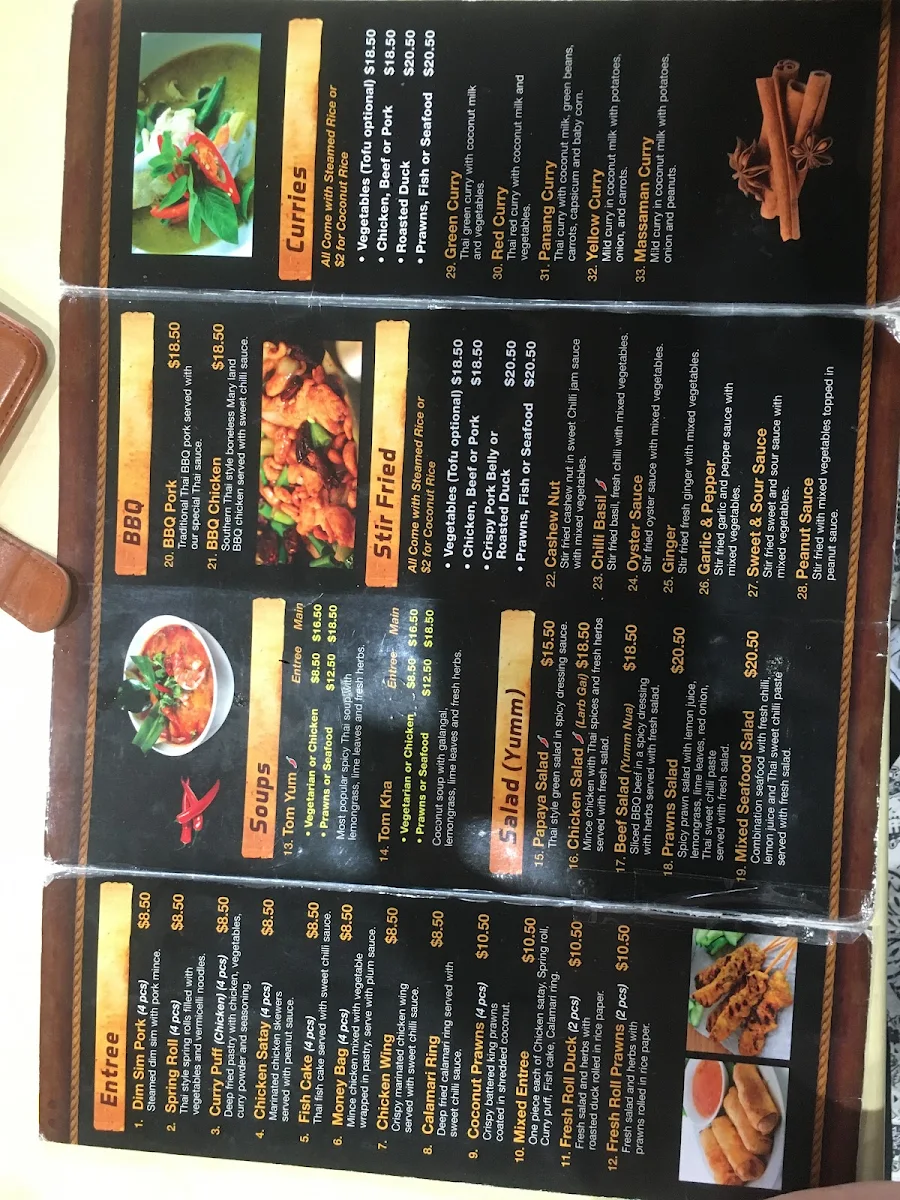 Menu, Be Thai