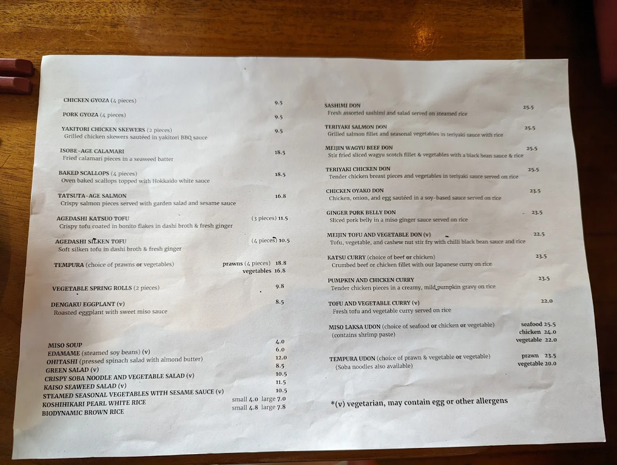 Menu, Misuzu's