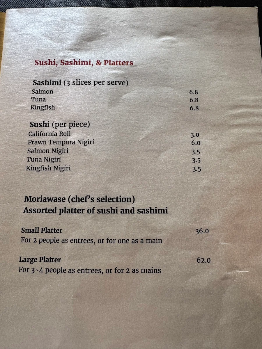 Menu, Misuzu's