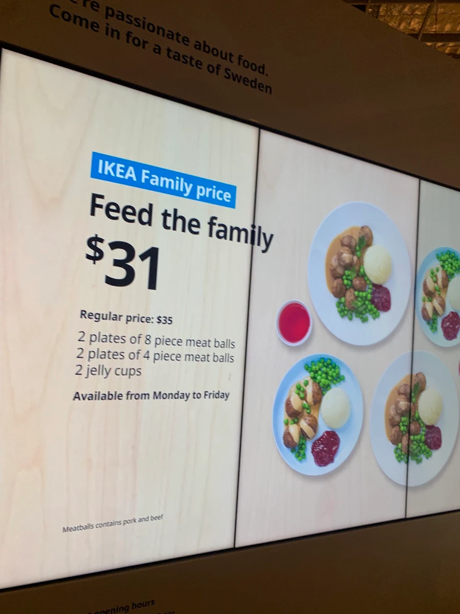 Menu, IKEA Restaurant