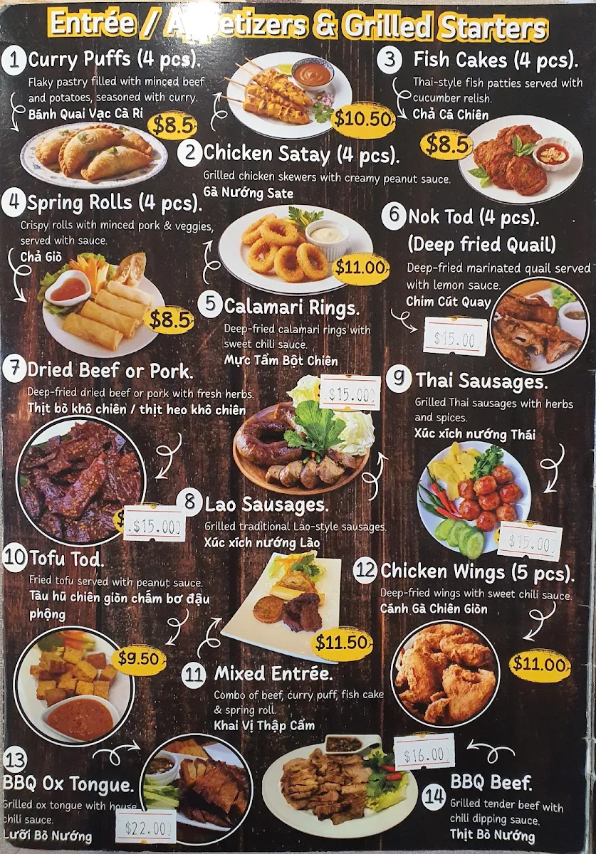 Menu, Yum Sab Fairfield
