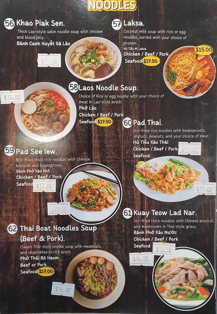 Menu, Yum Sab Fairfield
