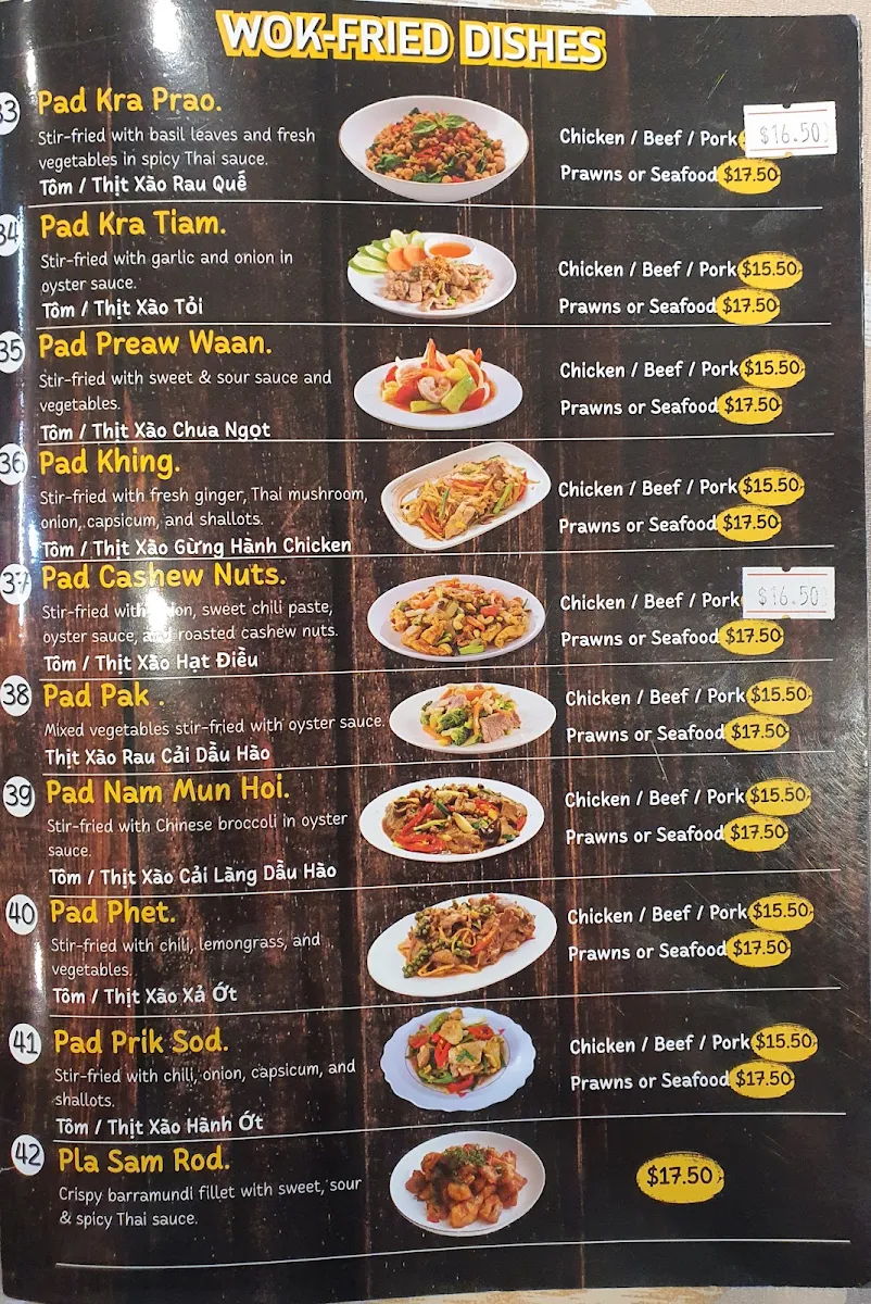 Menu, Yum Sab Fairfield