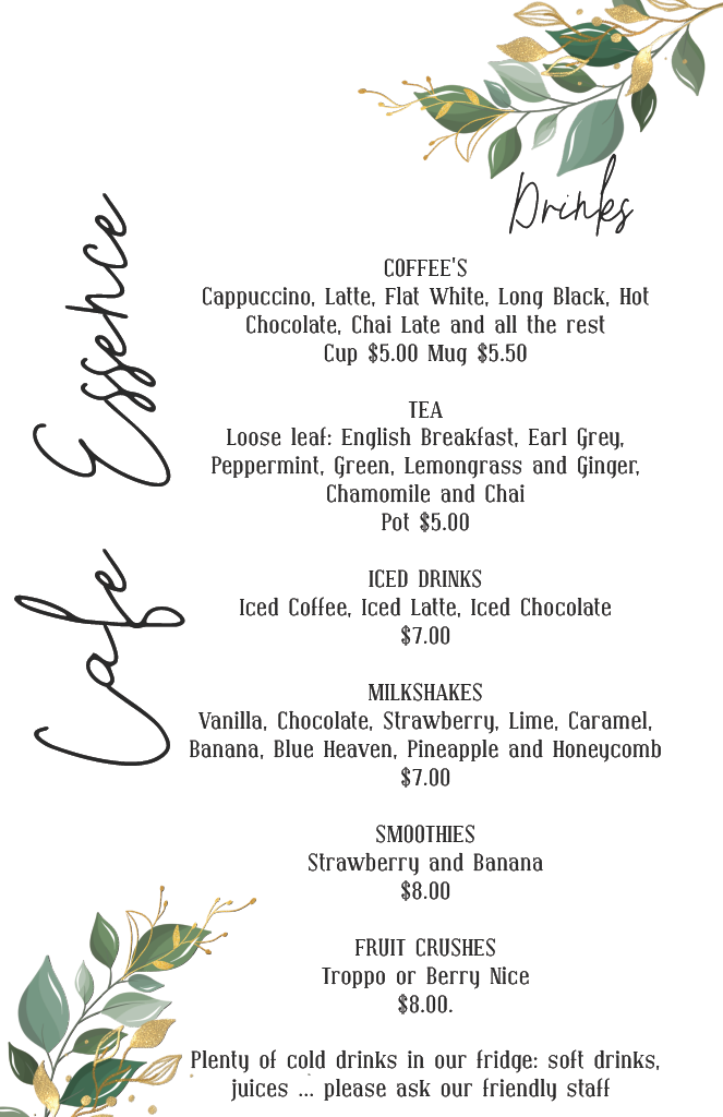 Menu, London House Bendigo