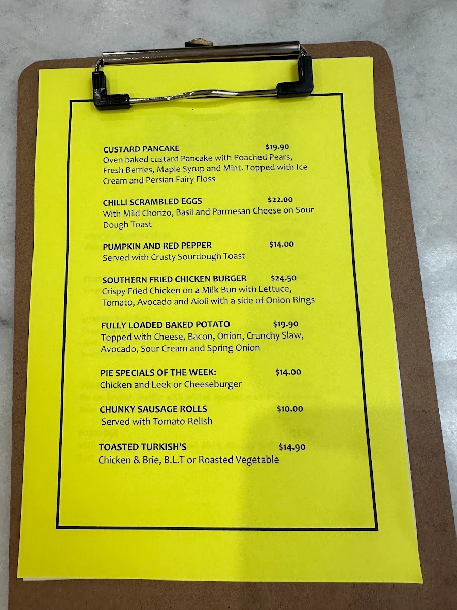 Menu, London House Bendigo