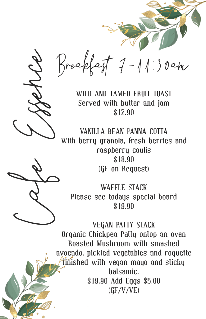 Menu, London House Bendigo