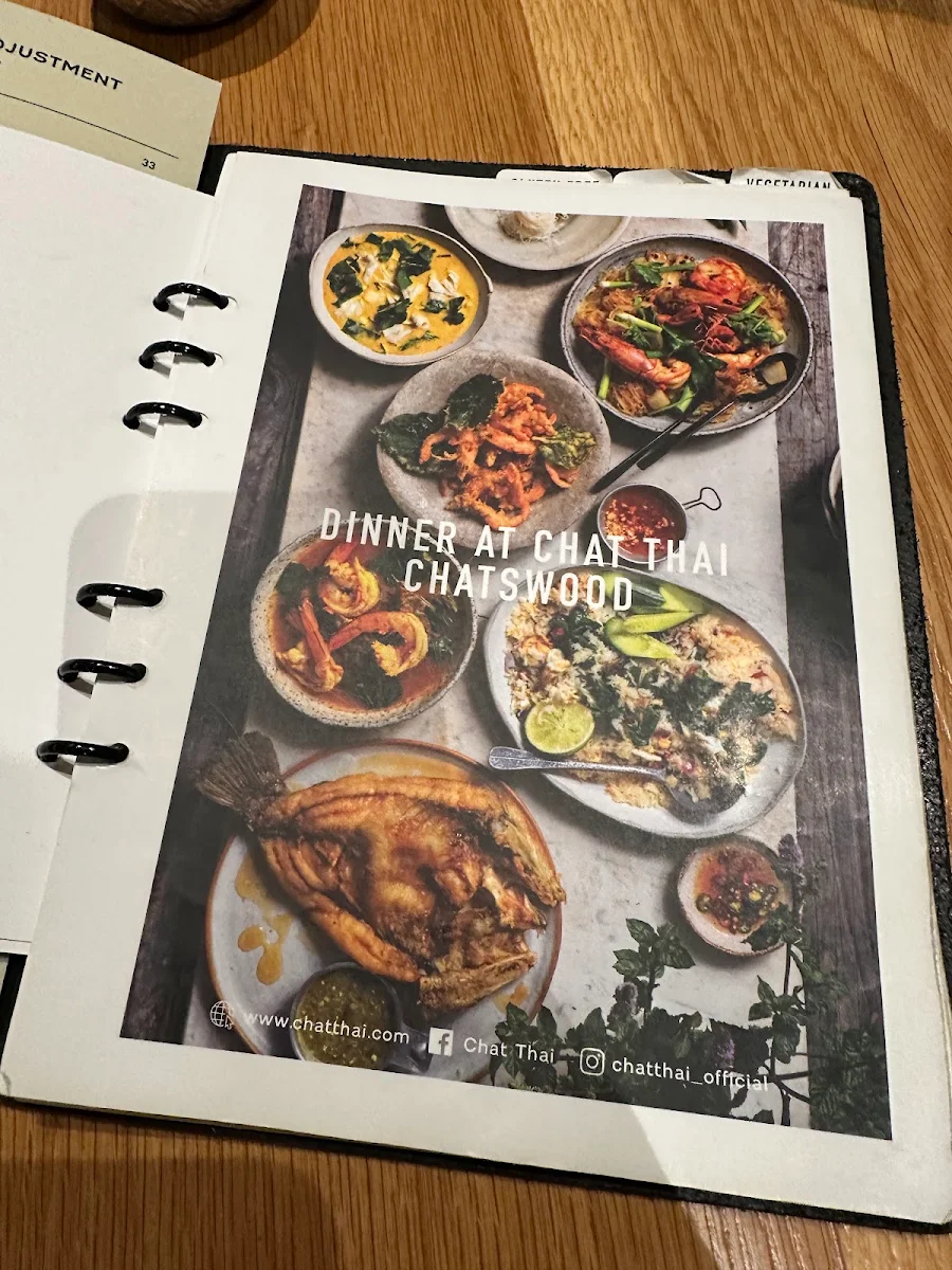 Menu, Chat Thai - Chatswood