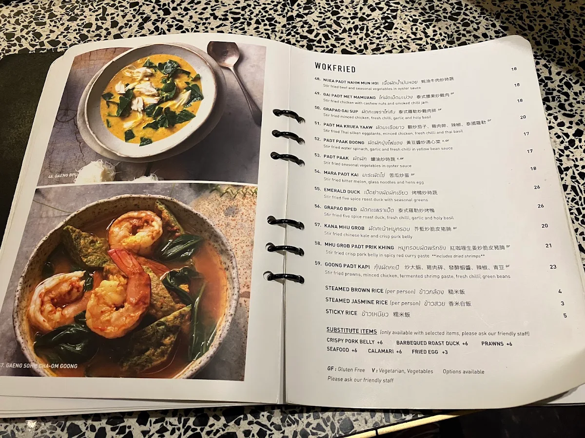 Menu, Chat Thai - Chatswood
