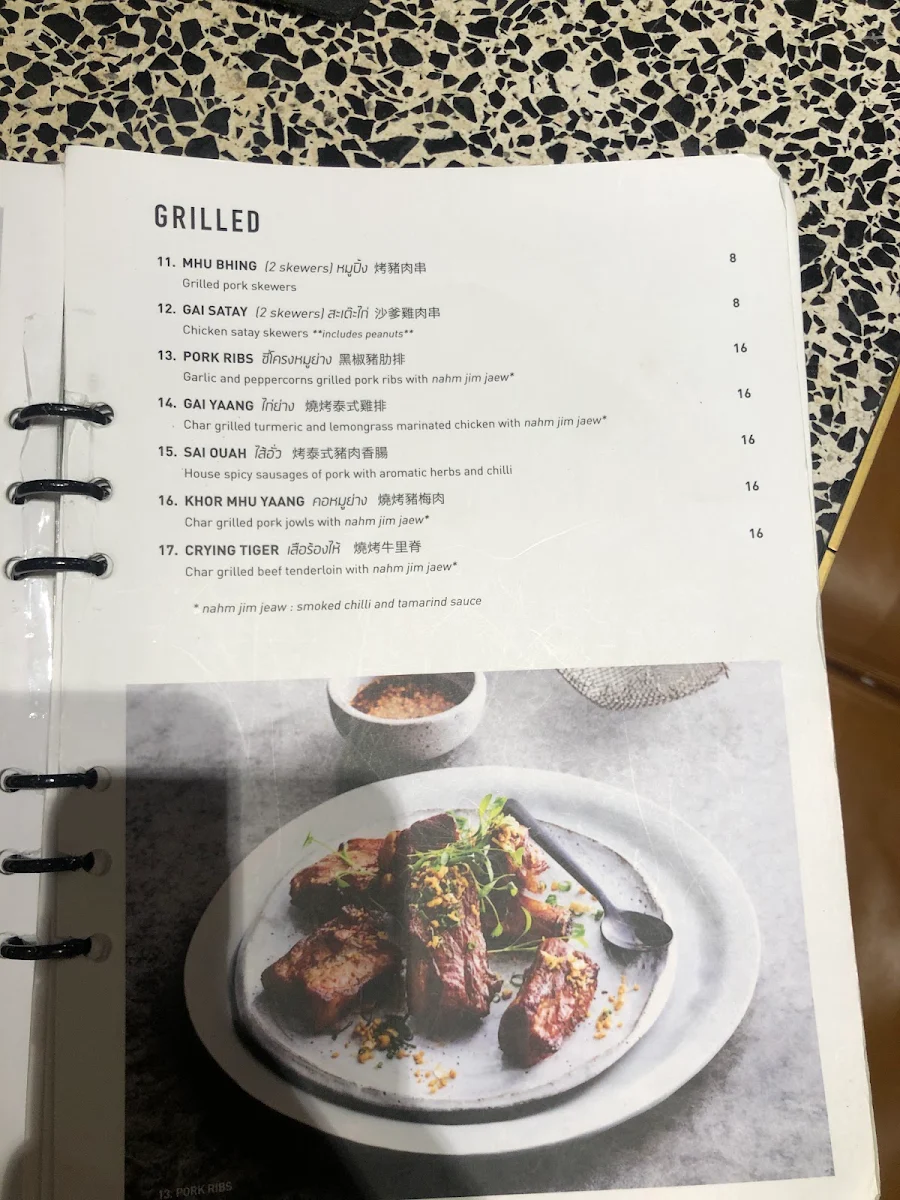 Menu, Chat Thai - Chatswood