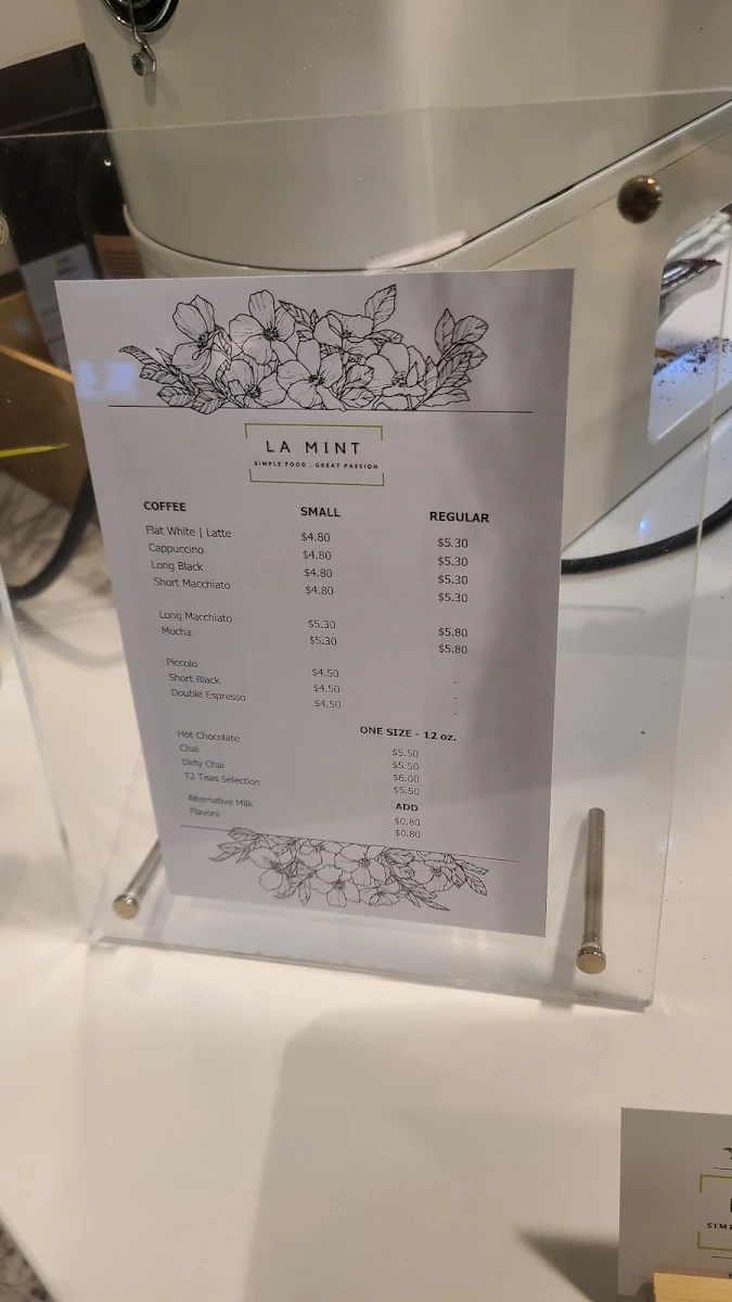 Menu, La Mint Cafe