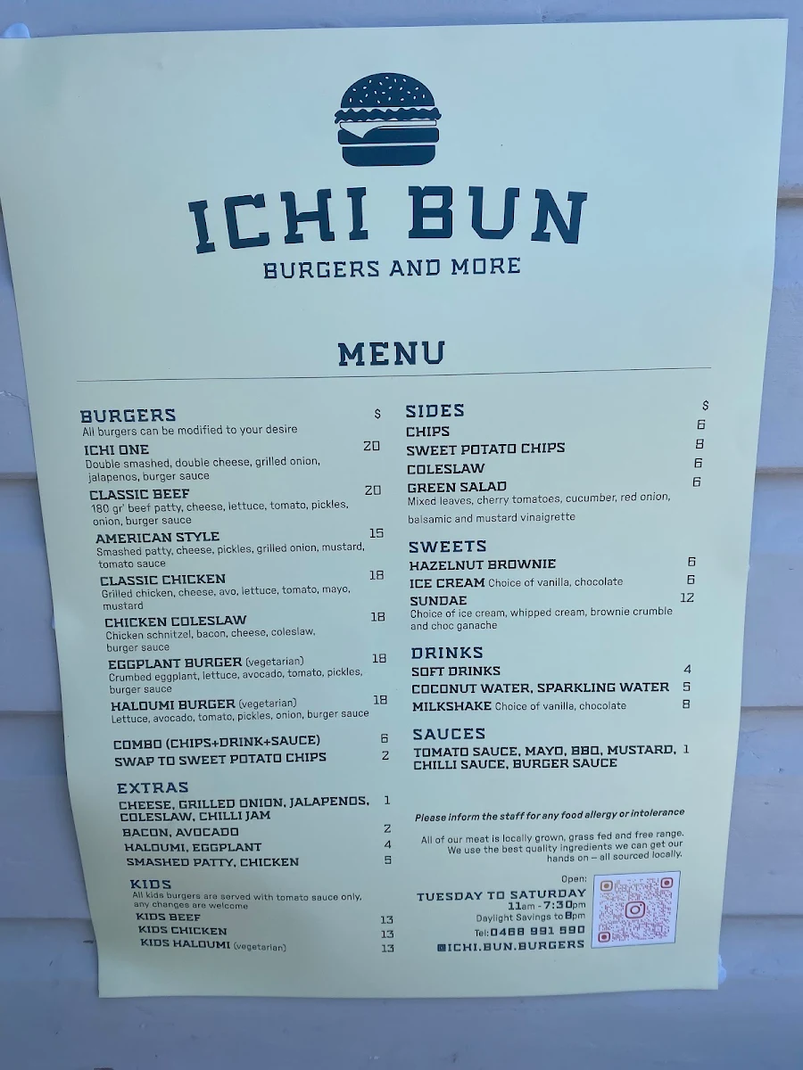 Menu, Ichi Bun
