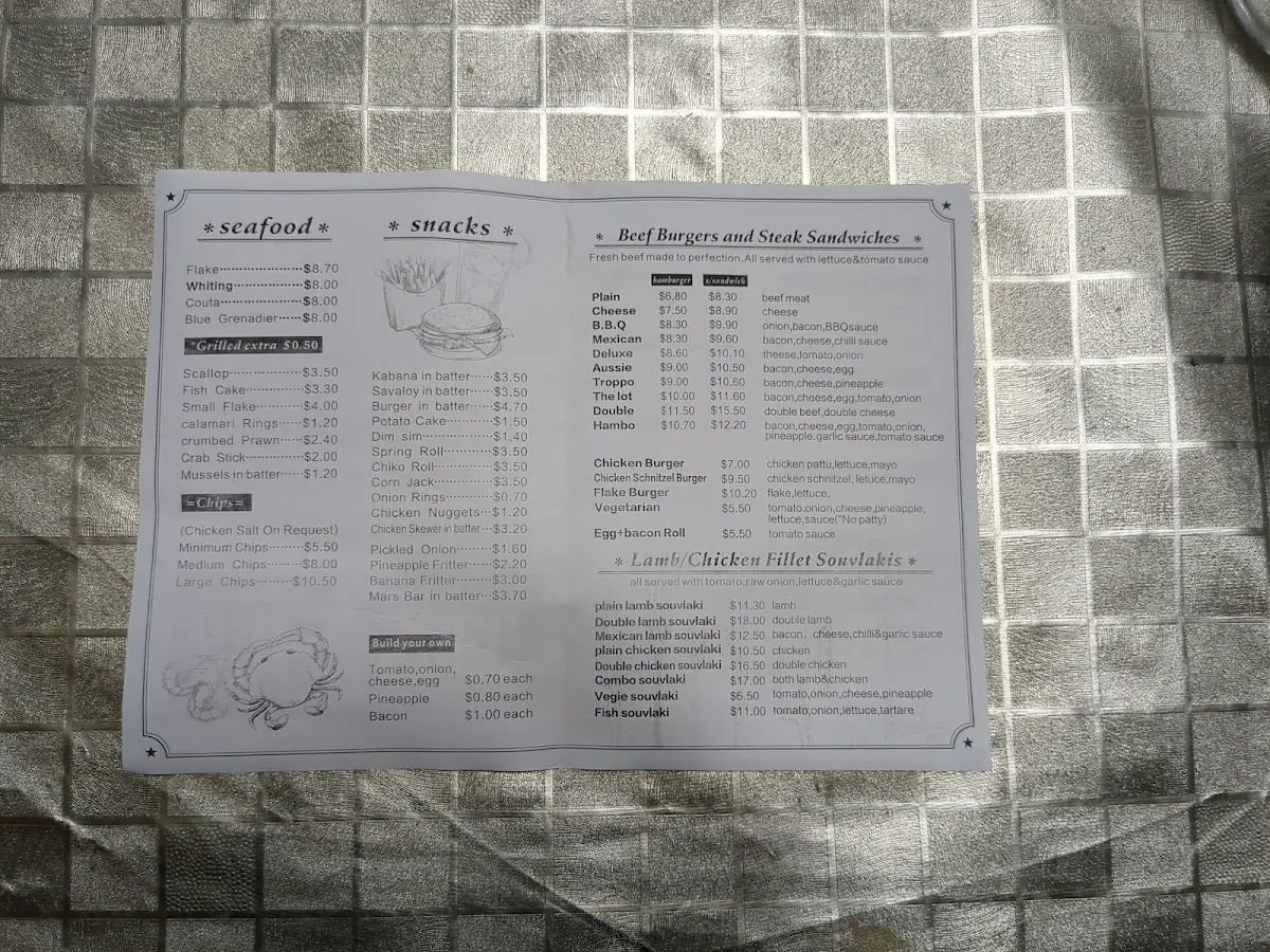 Menu, Hambo Fish & Chips