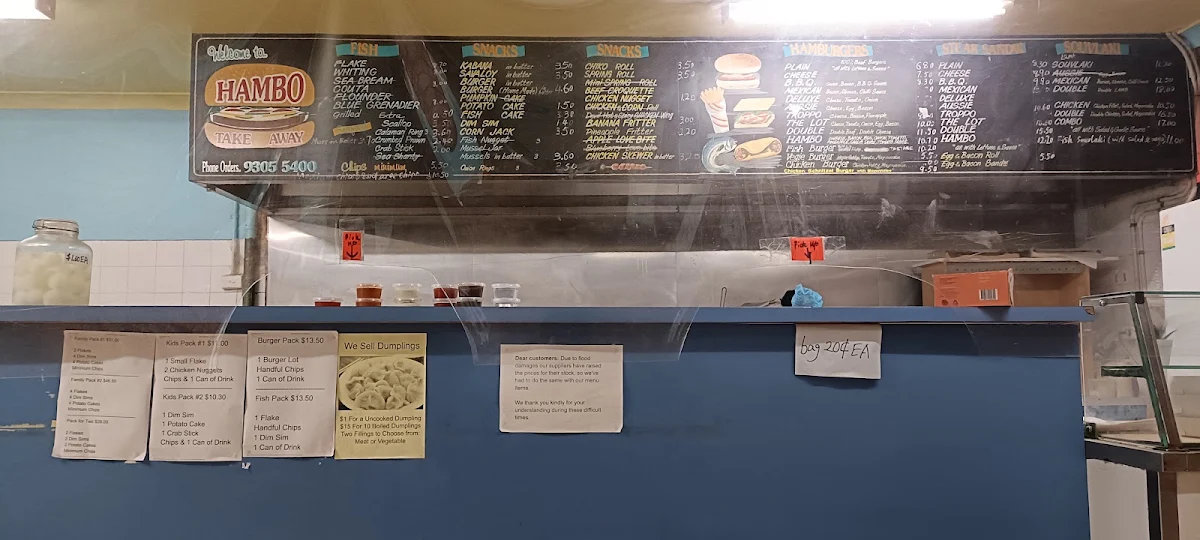 Menu, Hambo Fish & Chips