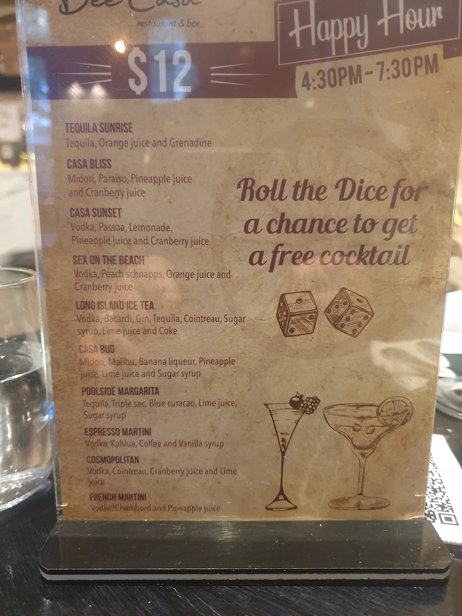 Menu, Dee Casa - Restaurant & Bar