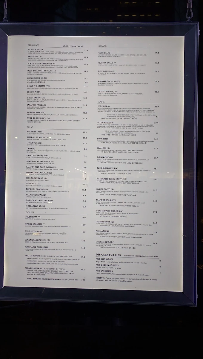 Menu, Dee Casa - Restaurant & Bar