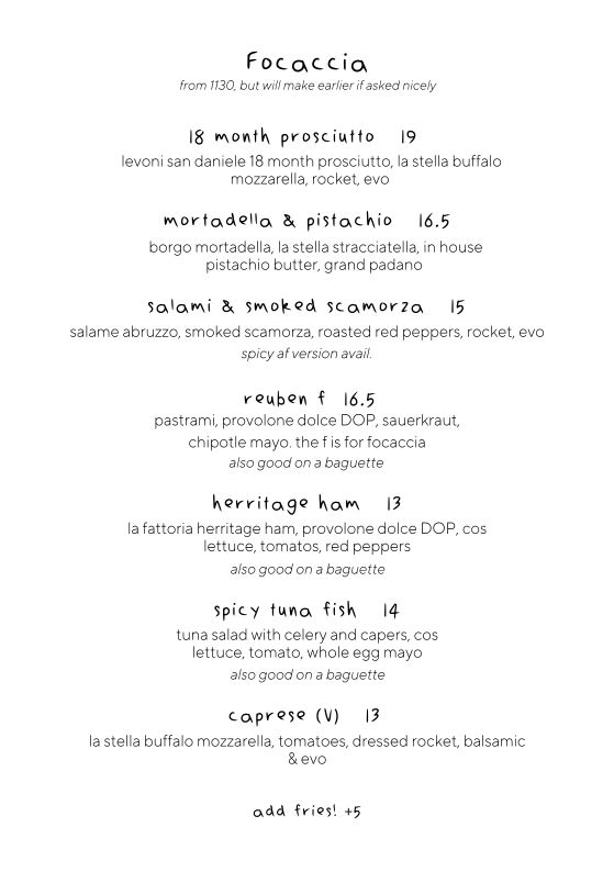 Menu, Envoy Cafe