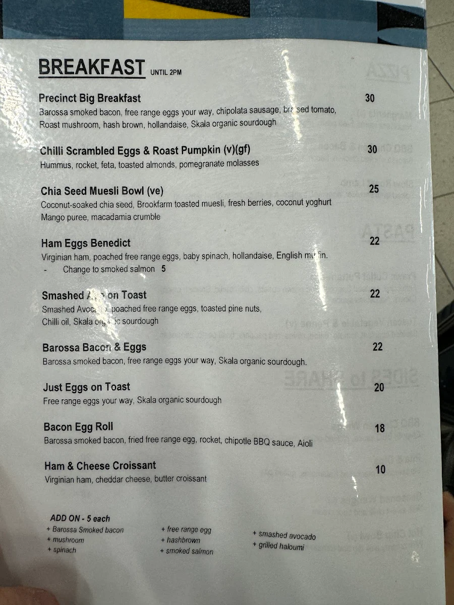 Menu, Precinct Adelaide Kitchen