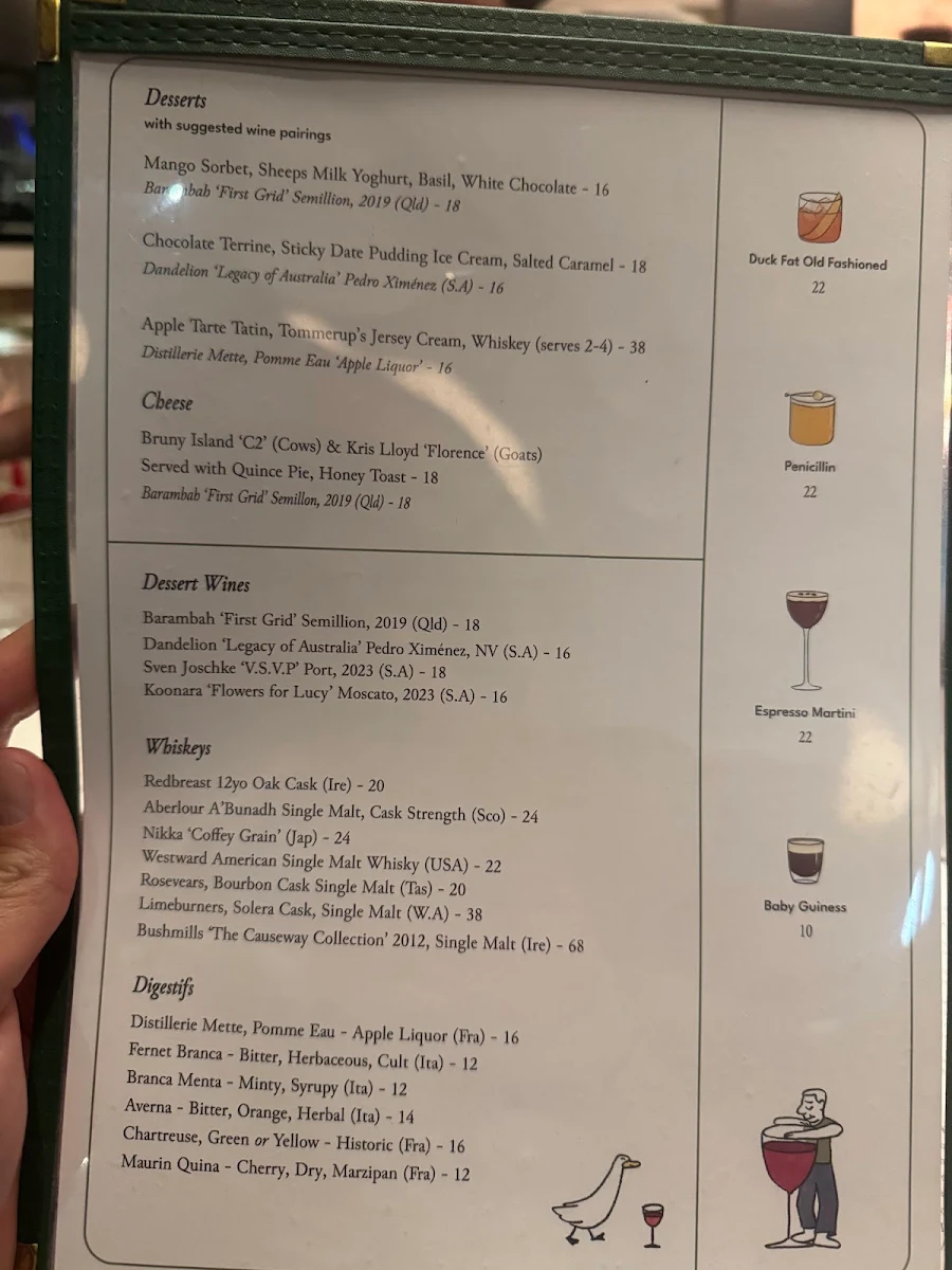Menu, Clarence Restaurant